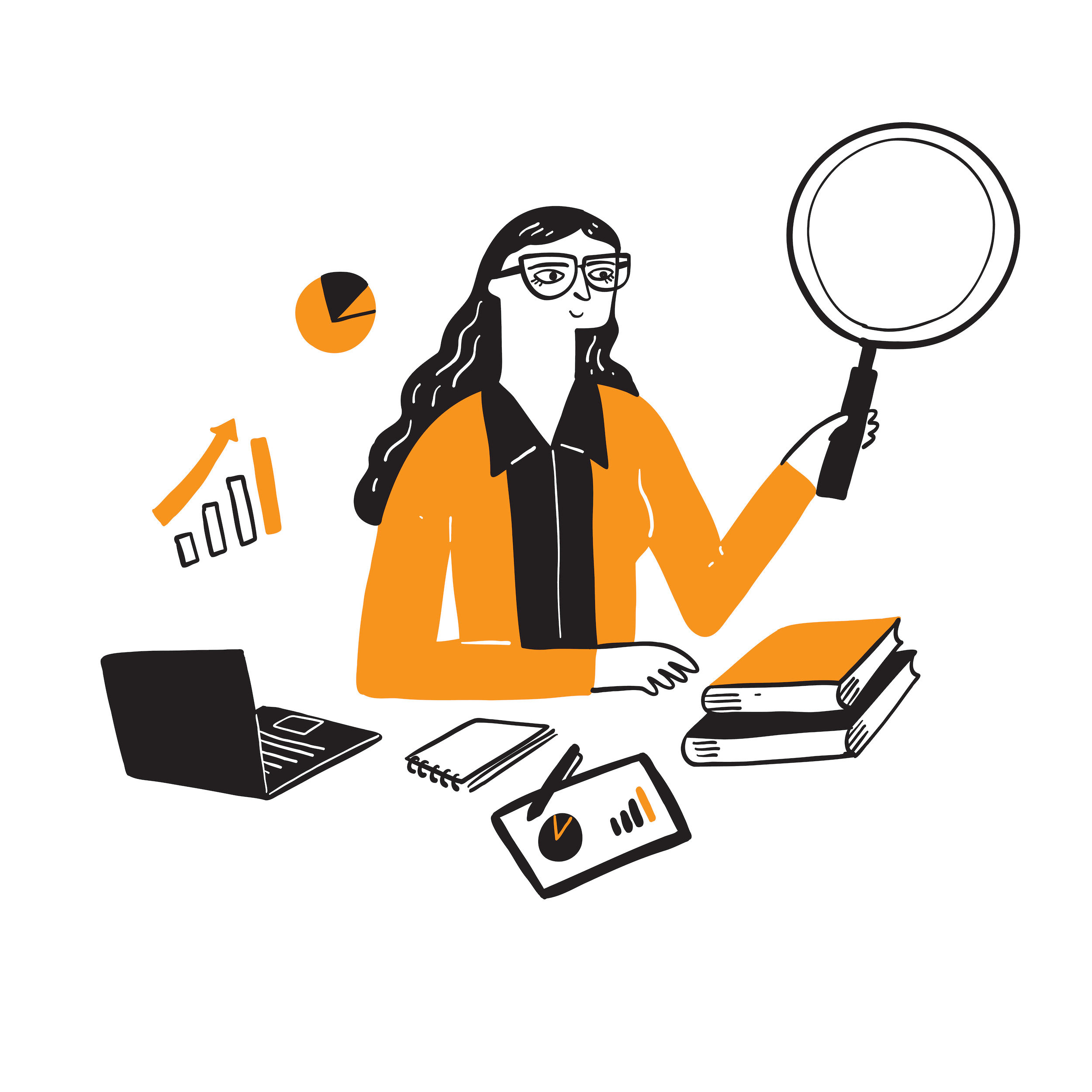 Illustration of a research businessman,