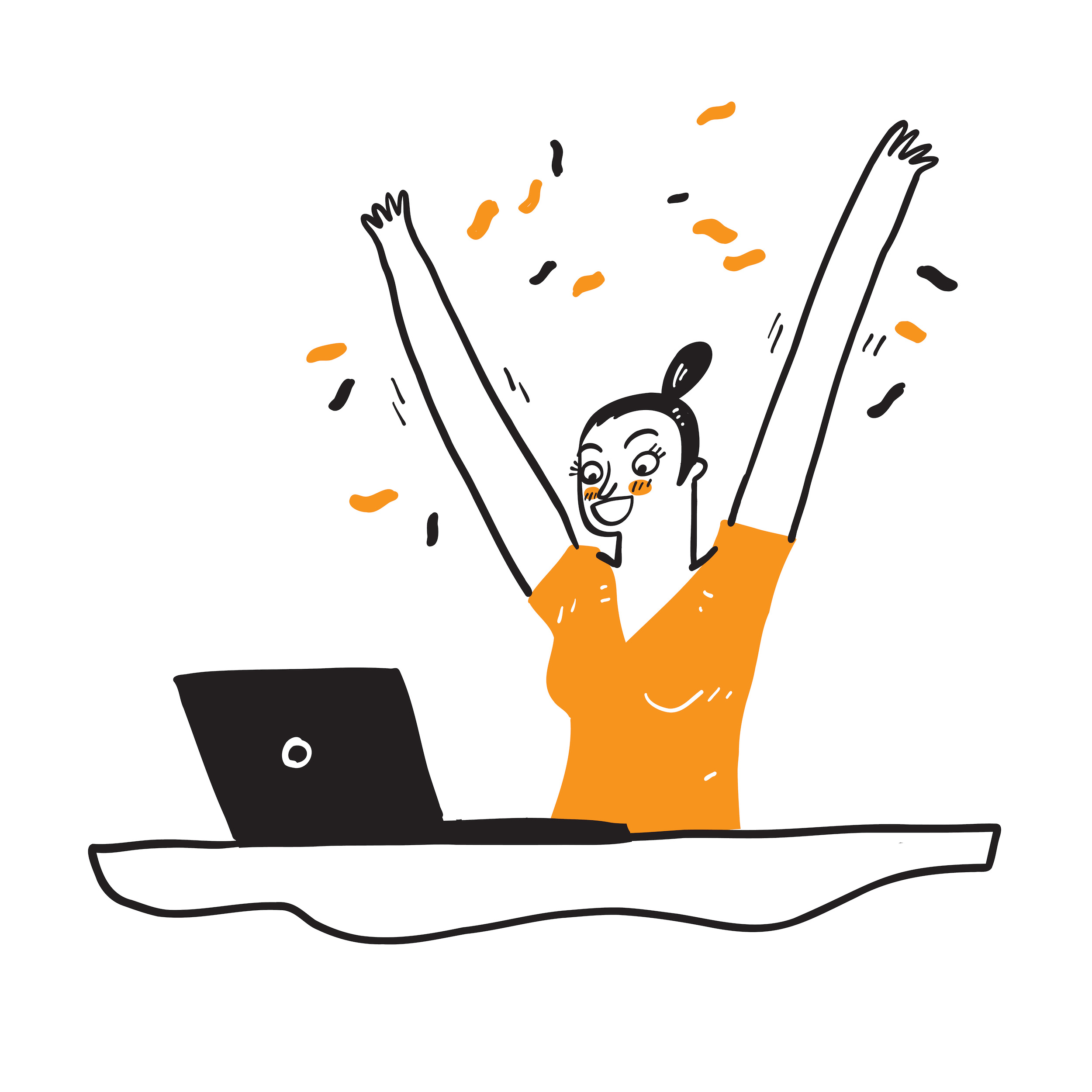 Portrait of an excited young girl with laptop