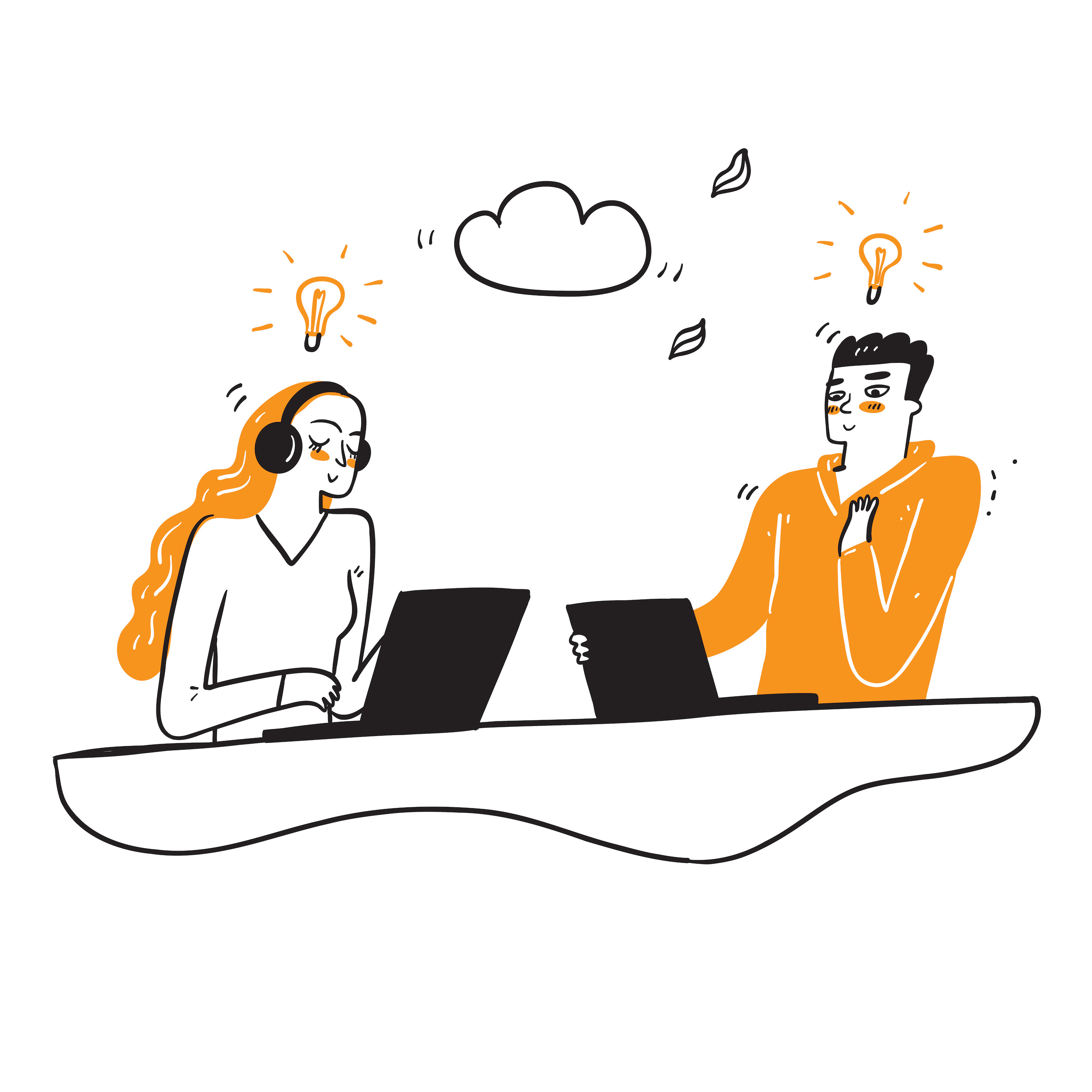 People characters develop creative business idea