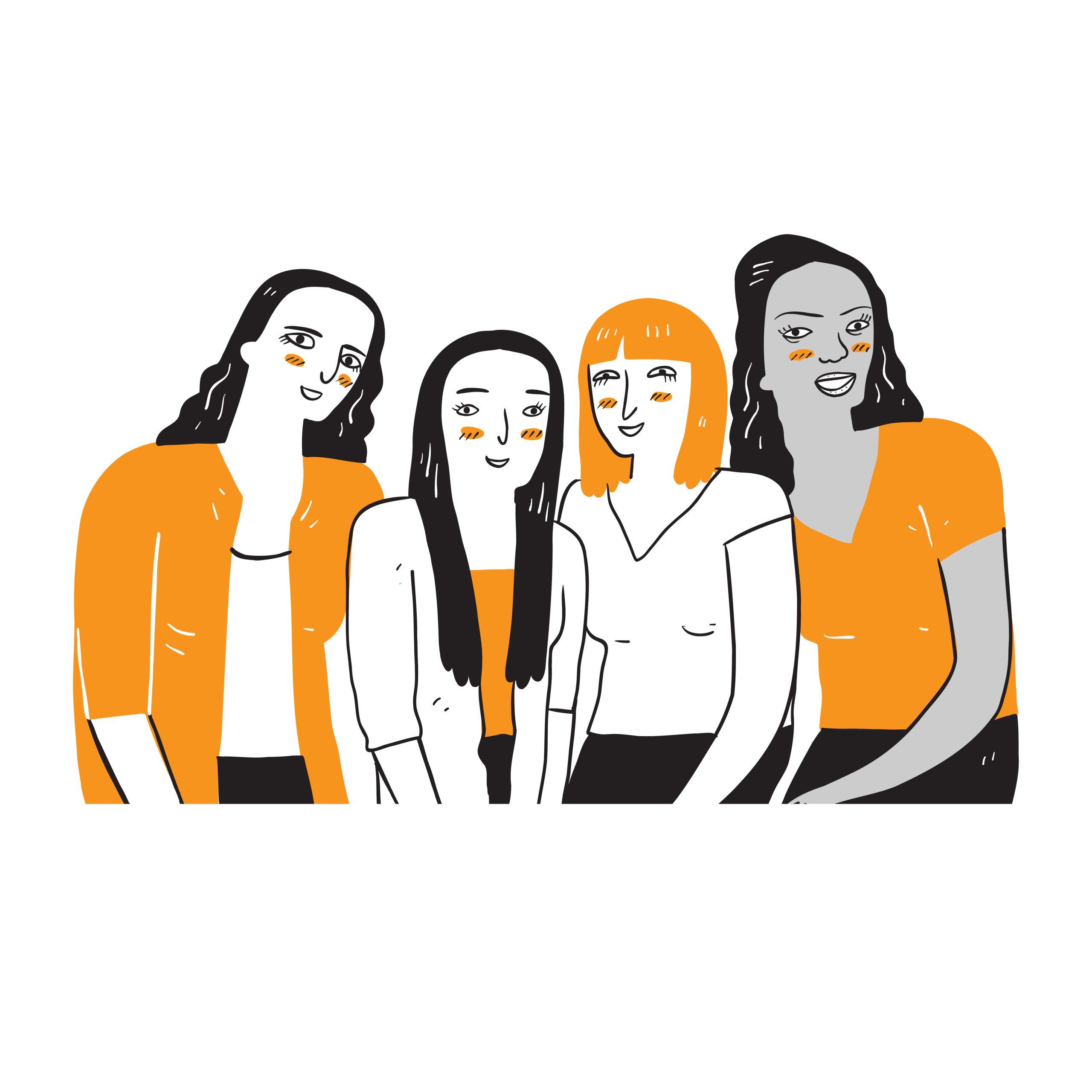 A group of women who are diverse in ethnicity and skin color